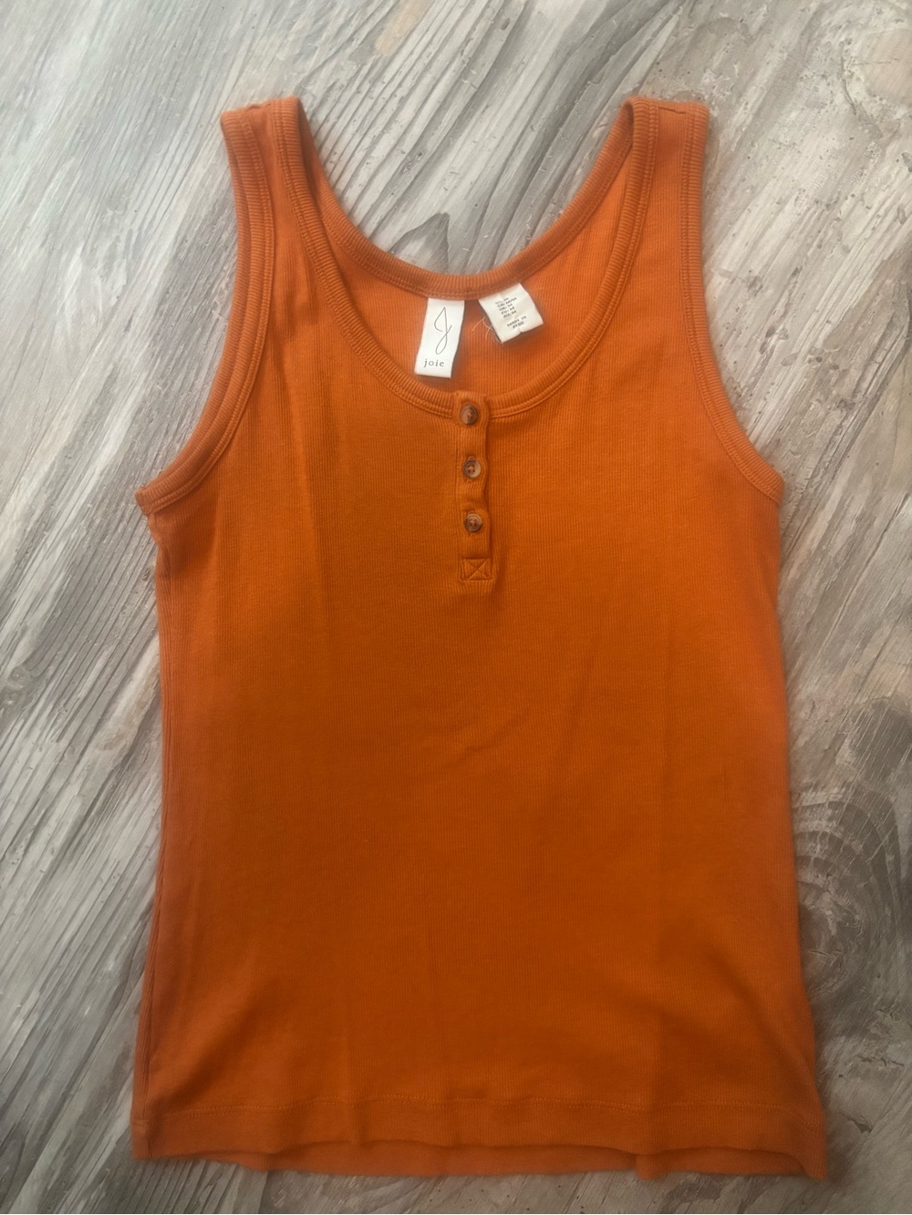 Joie Burnt Orange Ribbed Button-Front Tank